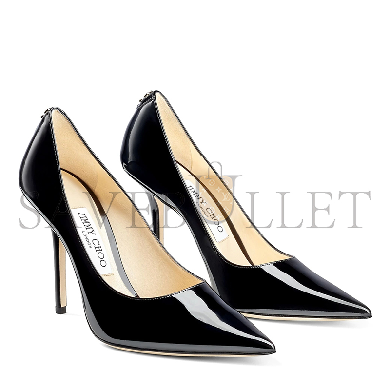 Ji*y Ch* love 100 black patent leather pointed-toe pumps love100pwj